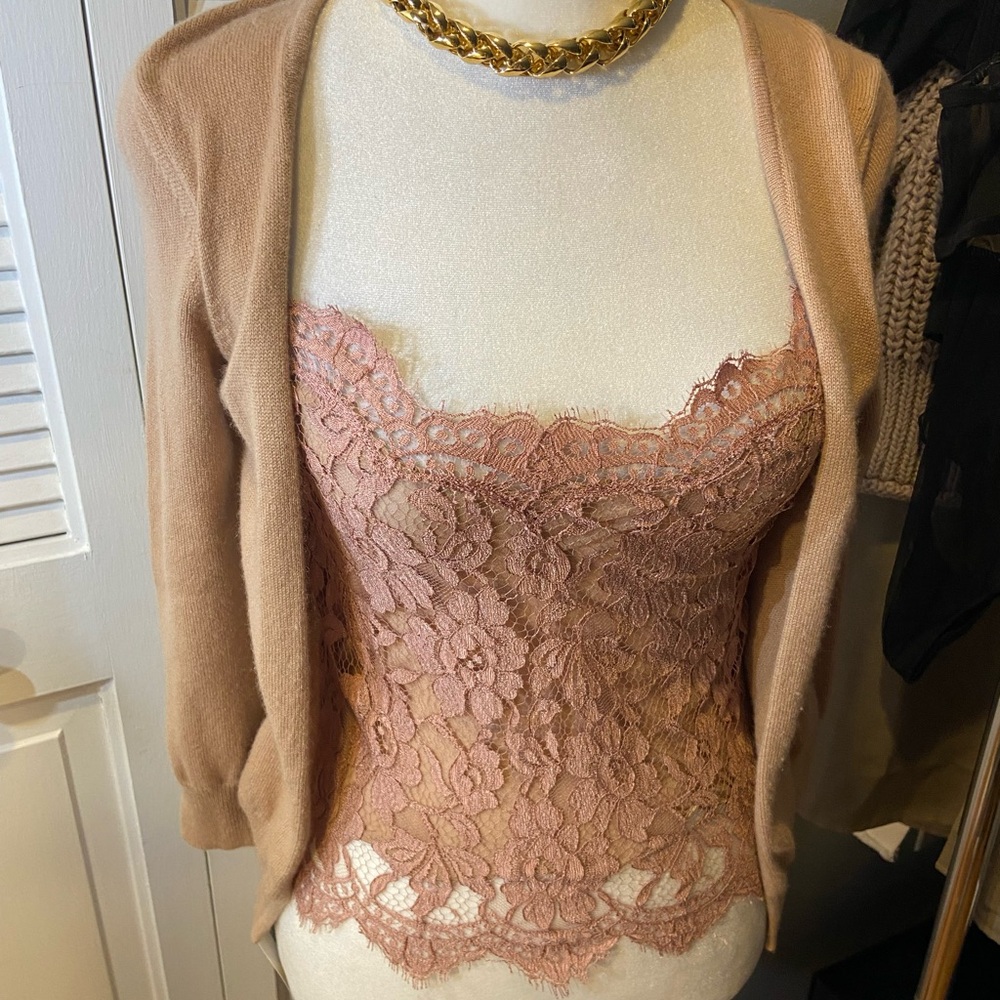 Dolce & Gabbana Tan Knitwear & Lace Top Pale Nude Pink & Tan - Picture 2 of 12
